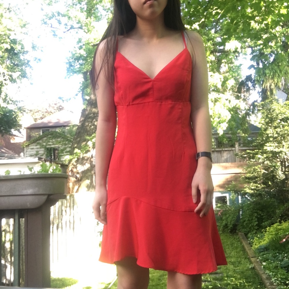 Fire engine red cami dress
